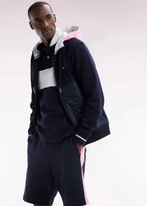 Sweat zippé bi matière Eden Park marine