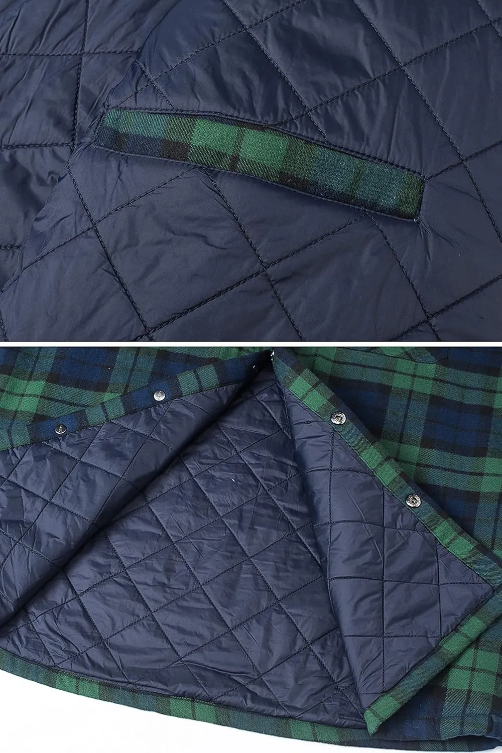 TACVASEN Mens Flannel Jacket with Hood Thick Plaid Flannel Shirts Quilted Lined Long Sleeve Winter Cotton Coat Button Down