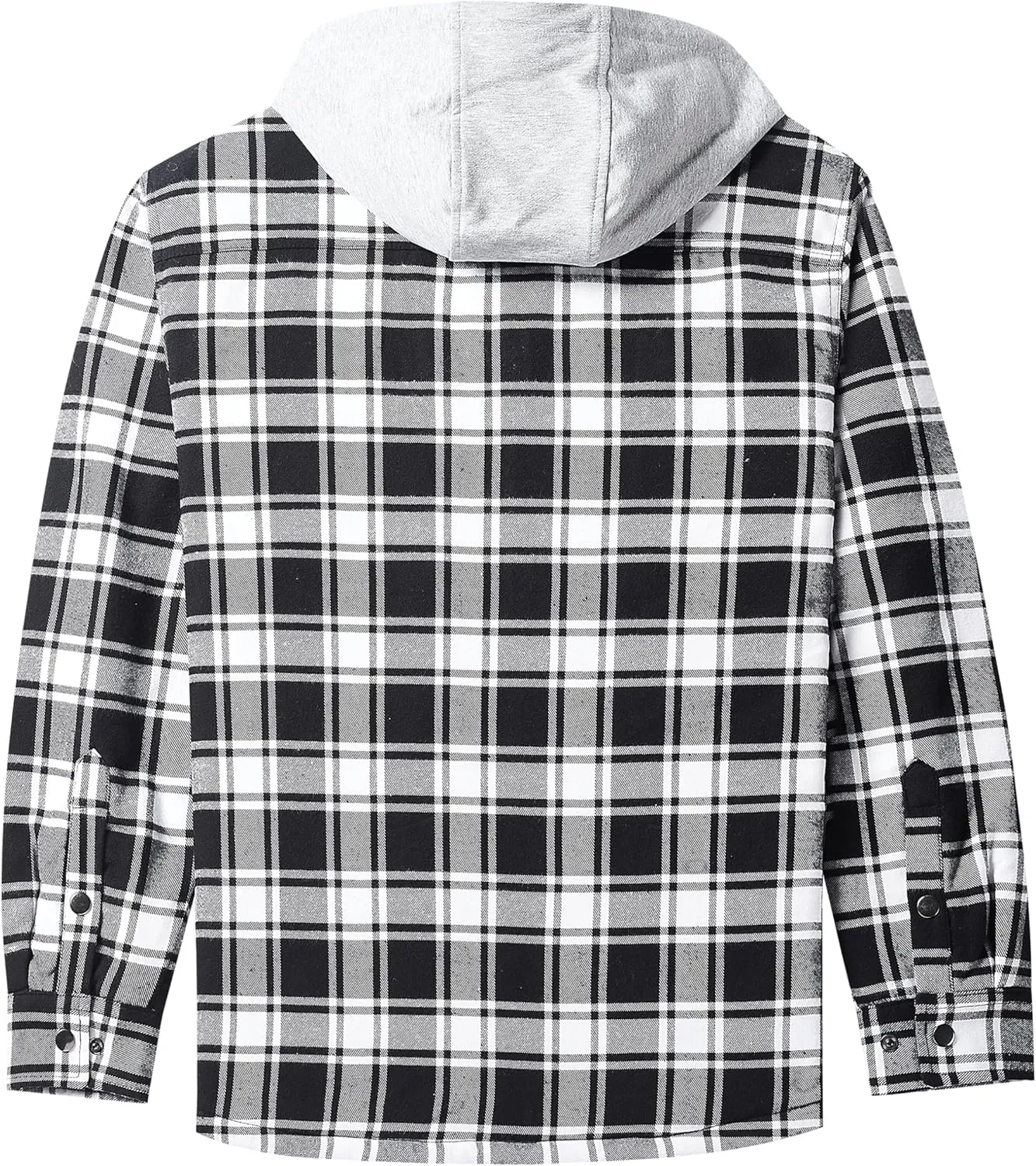 TACVASEN Mens Flannel Jacket with Hood Thick Plaid Flannel Shirts Quilted Lined Long Sleeve Winter Cotton Coat Button Down
