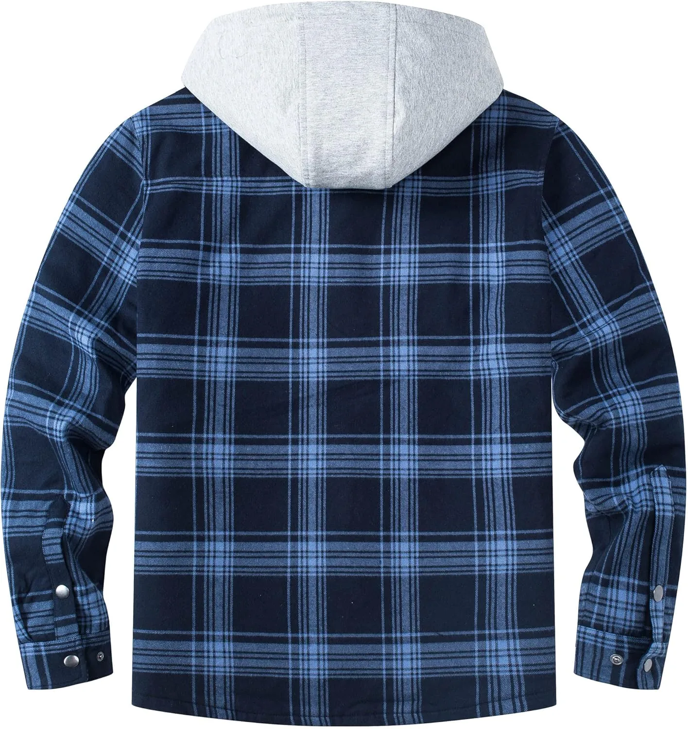 TACVASEN Mens Flannel Jacket with Hood Thick Plaid Flannel Shirts Quilted Lined Long Sleeve Winter Cotton Coat Button Down