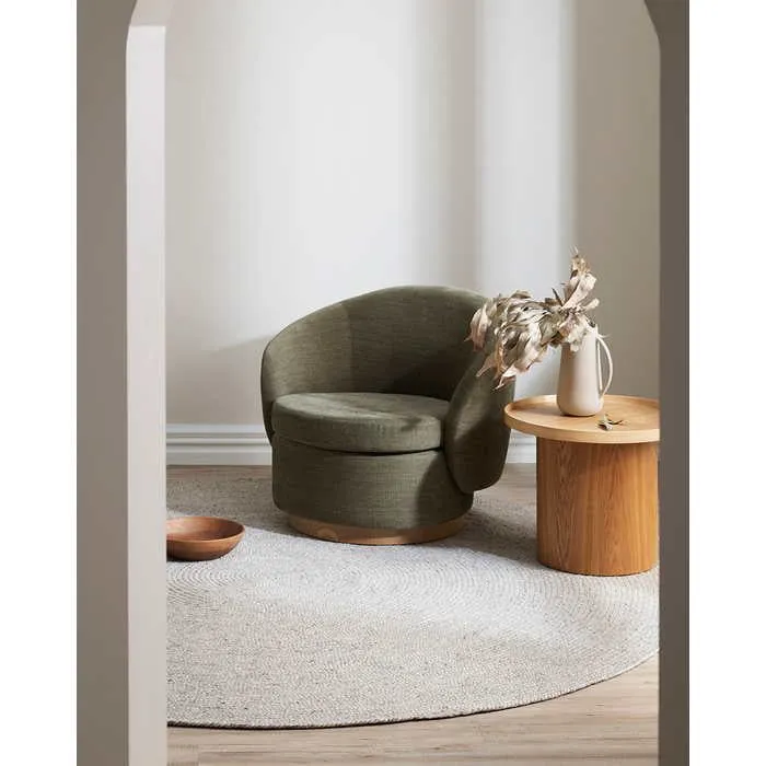 Tairua Round Floor Rug - Silver Birch