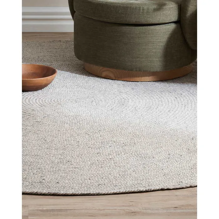 Tairua Round Floor Rug - Silver Birch