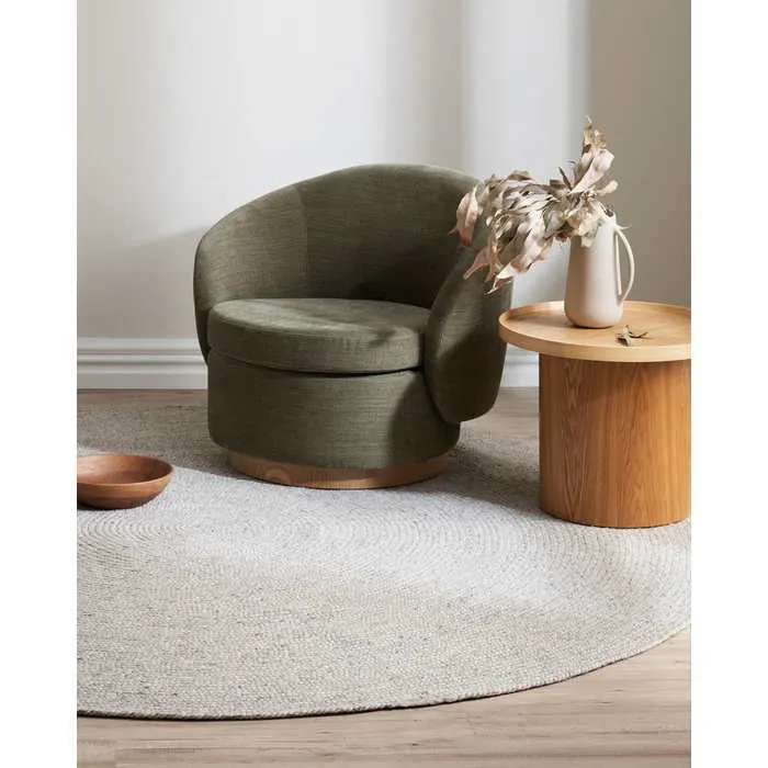 Tairua Round Floor Rug - Silver Birch