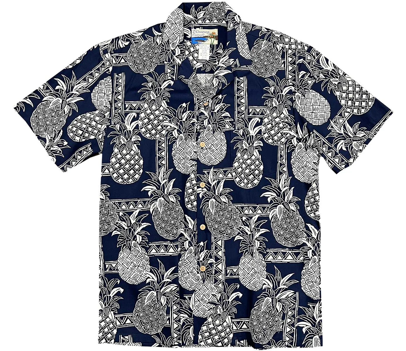 Tapa Pineapple Navy Hawaiian Shirt