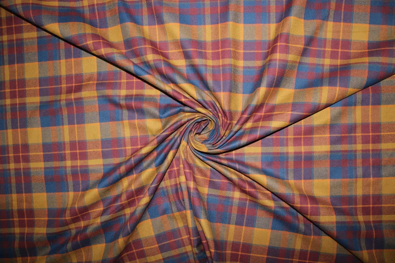 Tartan Cotton Flannel - Gold/Red/Blue