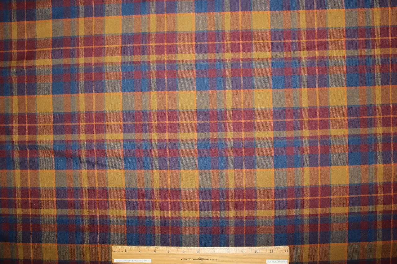Tartan Cotton Flannel - Gold/Red/Blue