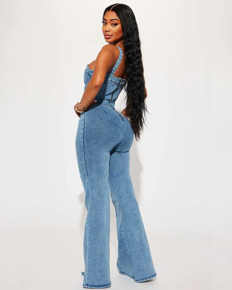 Taylor Denim Flare Bottom Jumpsuit