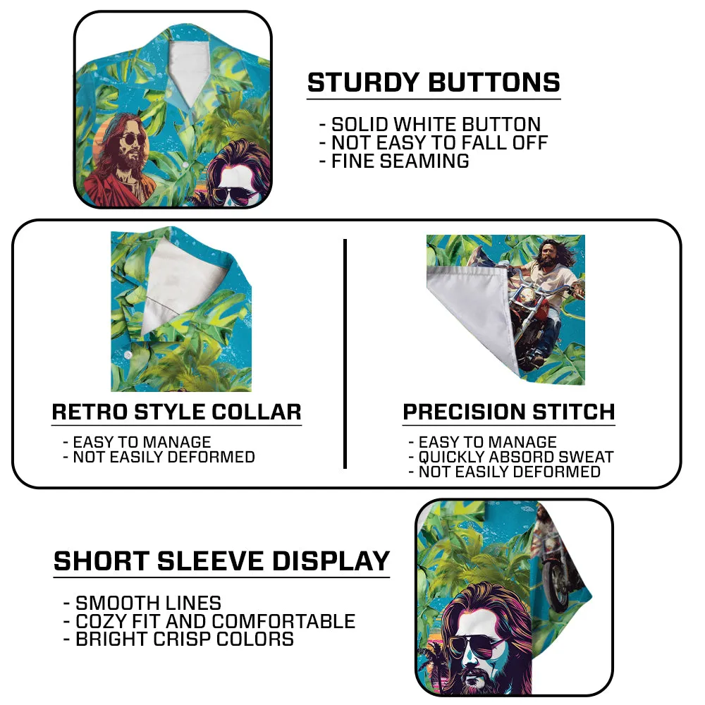 Teesdily | Jesus Surfing Hawaiian Shirt, American Flag Tropical Summer Beach Aloha Shirt, Jesus Hawaii Set For Men, Independence 4th Of July Gifts