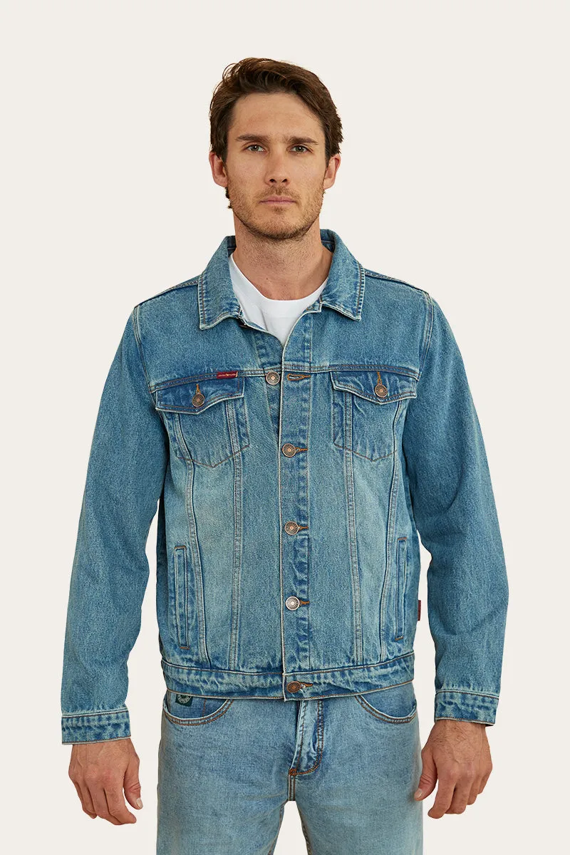 Tex Mens Denim Jacket - Mid Blue