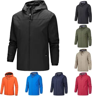 Thatrich Mens Lightweight Waterproof Jacket with Hood Slim Rain Coat Hooded Windbreaker Jackets Outerwear for Fishing Hiking