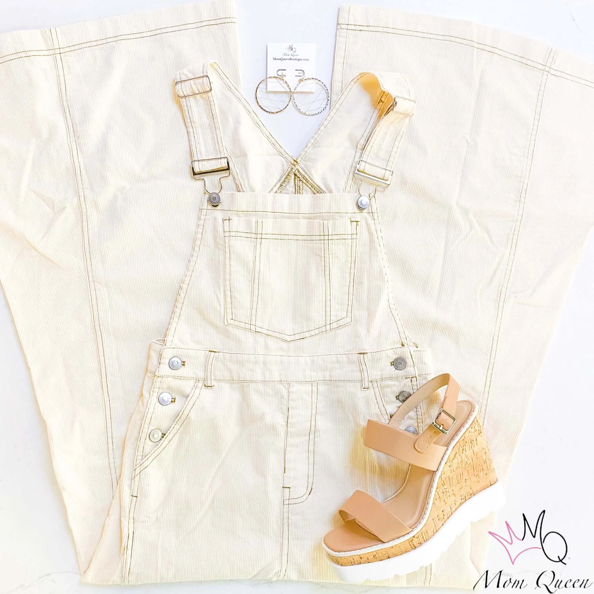 The Cammie Overalls: Cream Corduroy Overalls