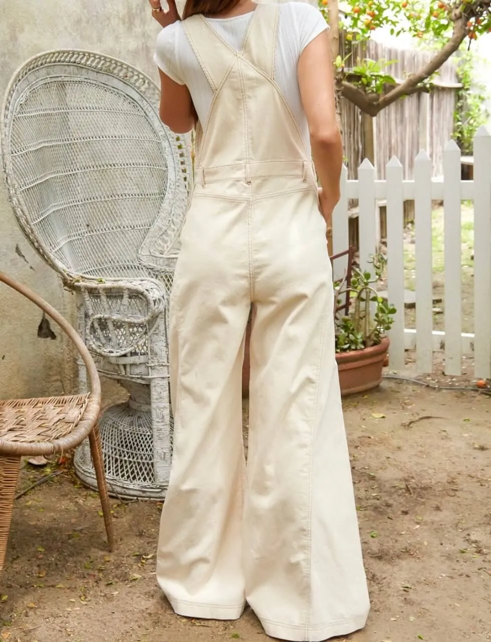 The Cammie Overalls: Cream Corduroy Overalls