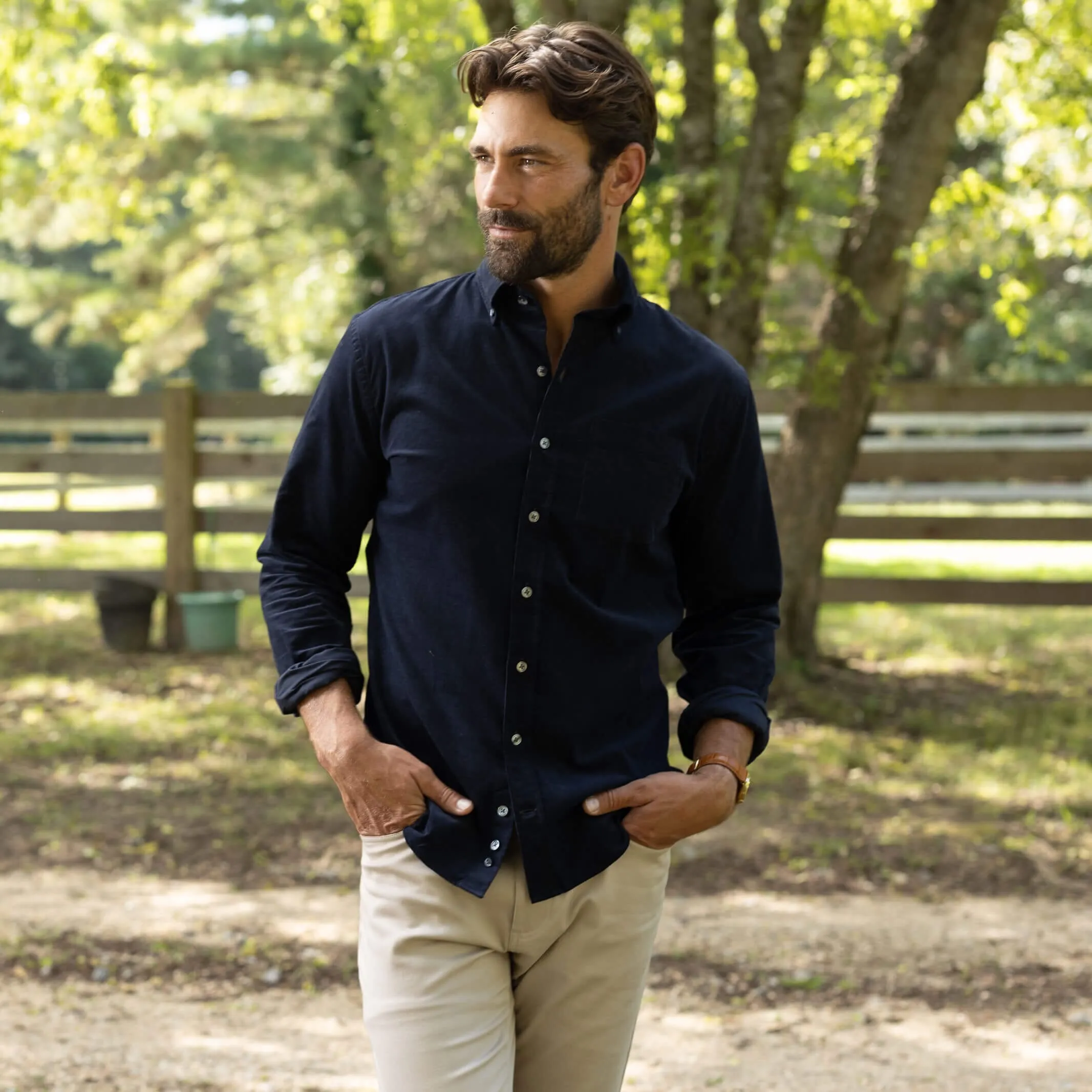The Dark Navy Crockett Corduroy Custom Shirt