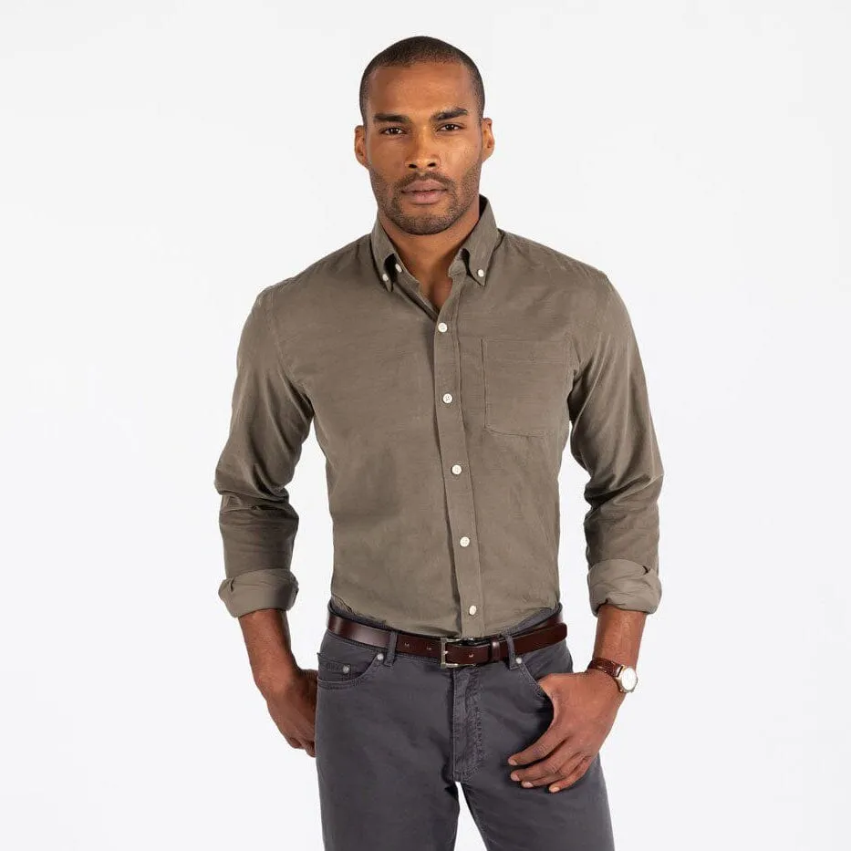 The Dusty Olive Crockett Corduroy Custom Shirt