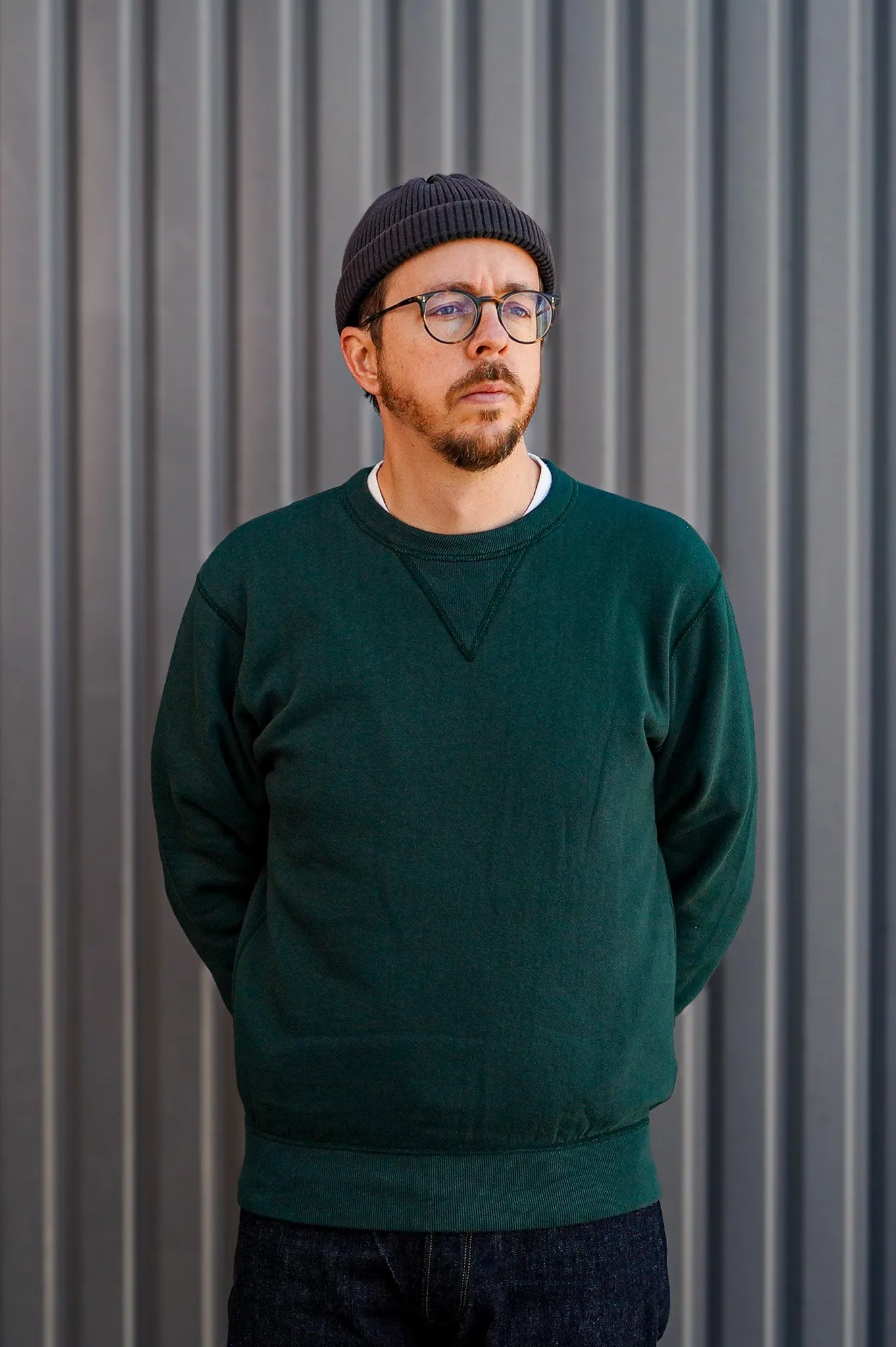The Flat Head FN-SWC-301 Loopwheel Hooded Sweatshirt - Green