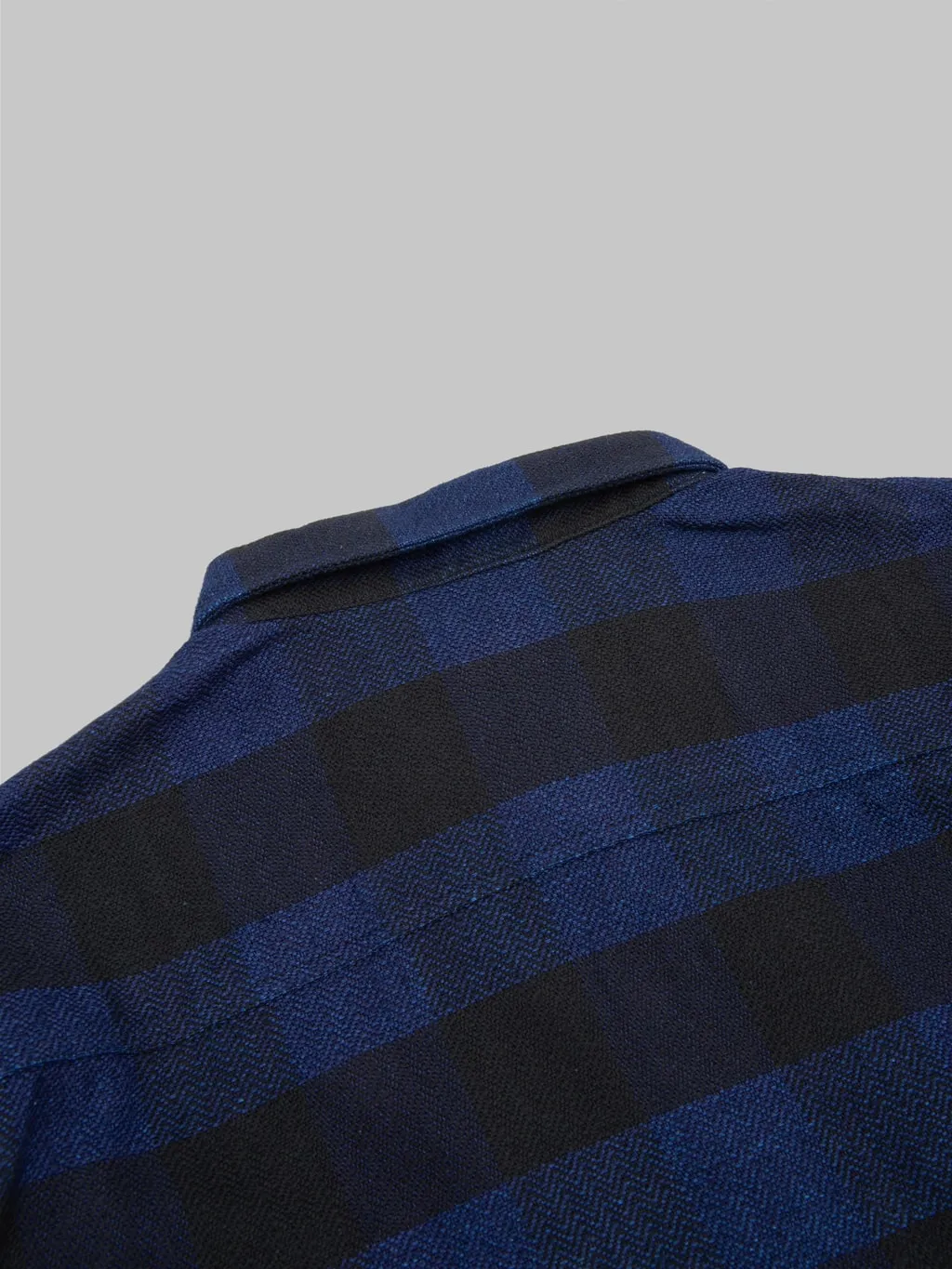The Flat Head Indigo Block Check Flannel Shirt