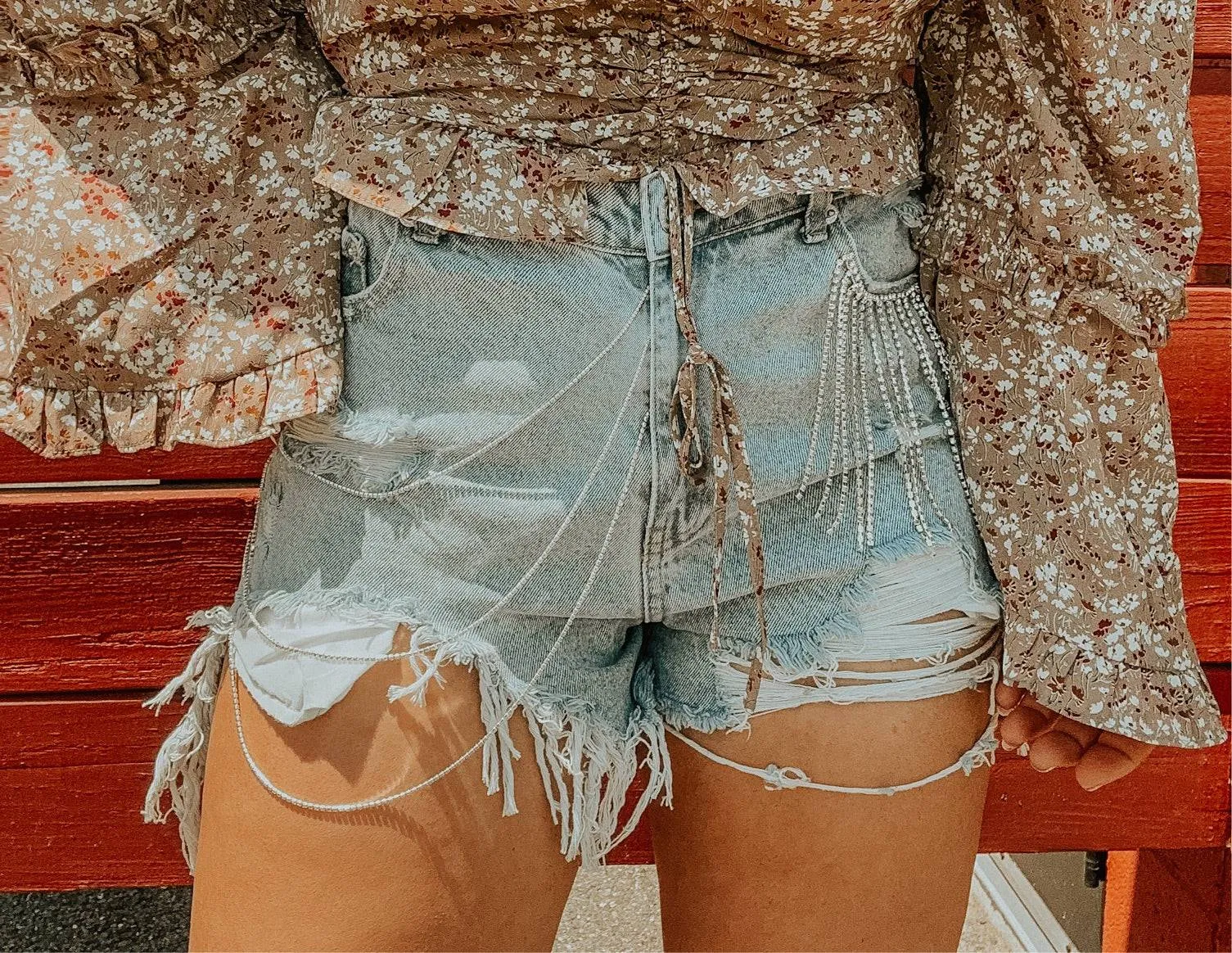The Kicks Rhinestone Denim Shorts