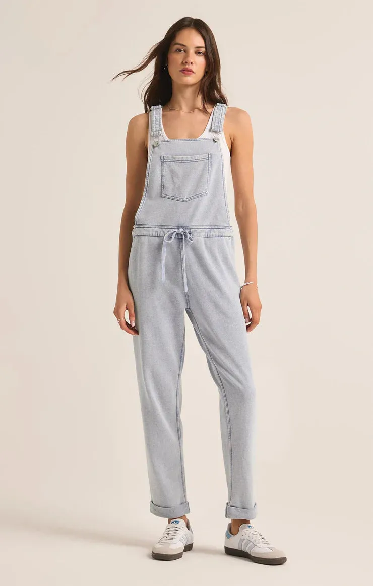 THE KNIT DENIM OVERALLS