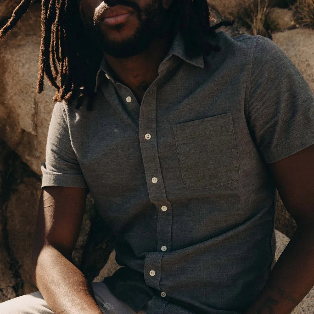 The Short Sleeve California | Heather Slate Cord | Taylor Stitch