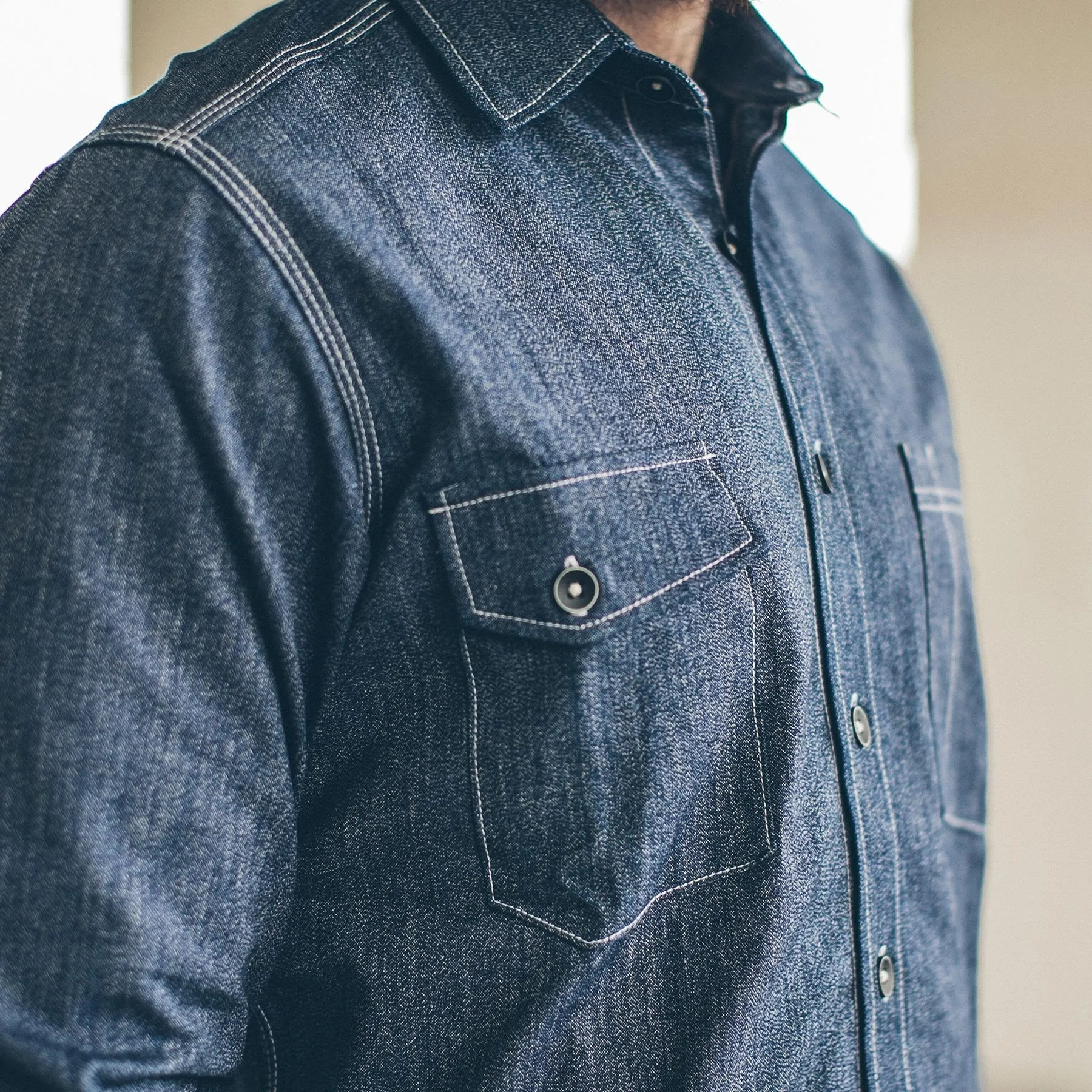 The Utility Shirt in Indigo Salt & Pepper Chambray