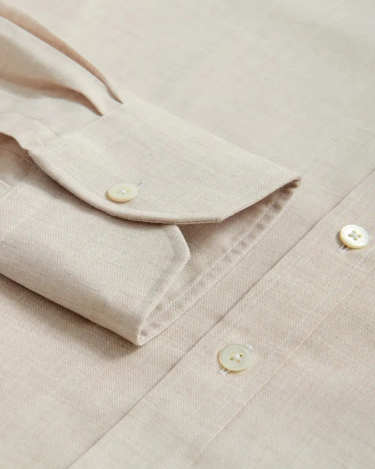 Thomas Pink Tailored Fit Formal Plain Chambray Shirt Beige