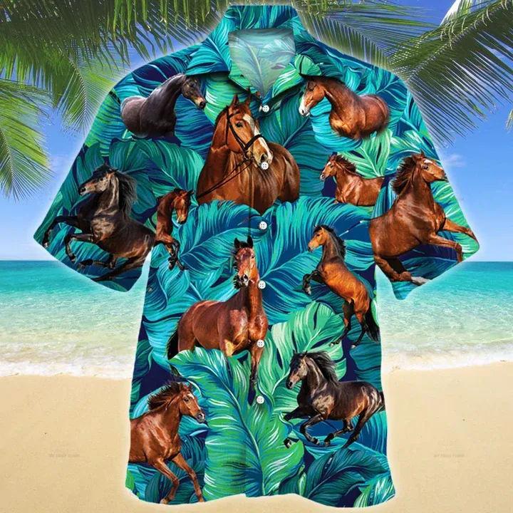 Thoroughbred Horse Lovers Hawaiian Shirt, Animal Hawaiian Shirt Men, women, Gift for horse lovers