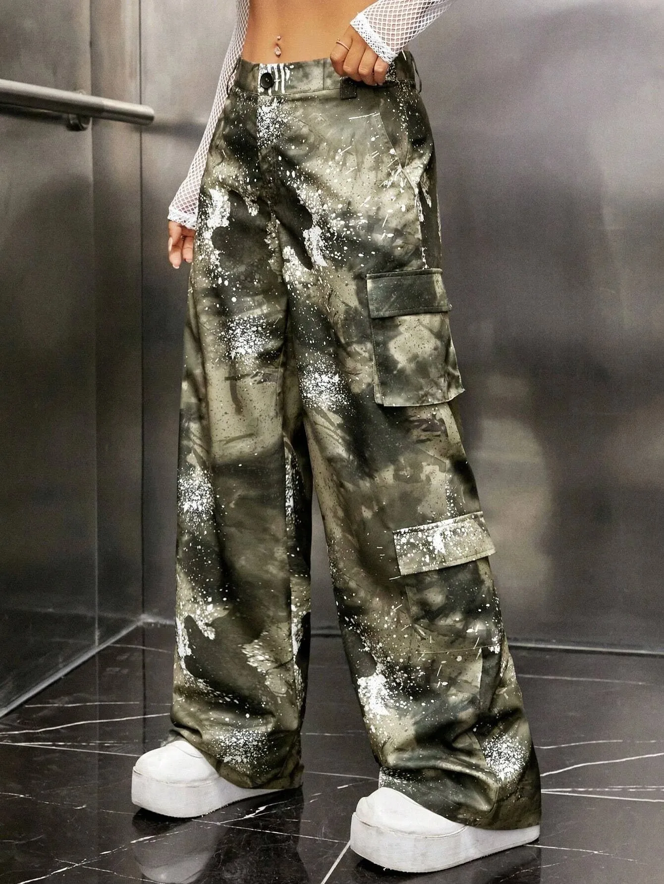 Tie Dye Flap Pocket Side Cargo Pants