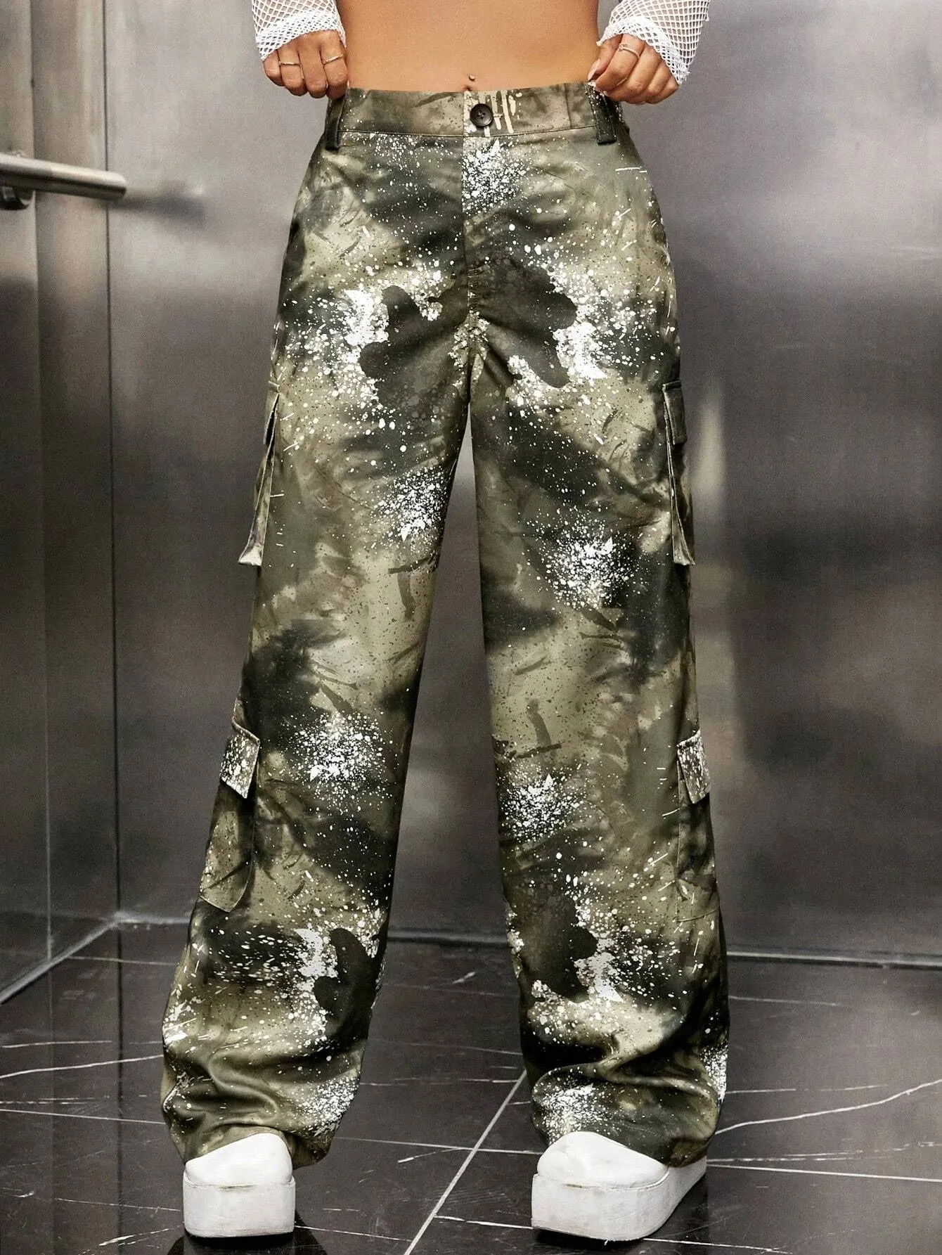 Tie Dye Flap Pocket Side Cargo Pants
