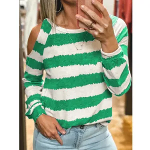 Tie-Dye Striped Printed T-Shirt Wholesale Women Clothing