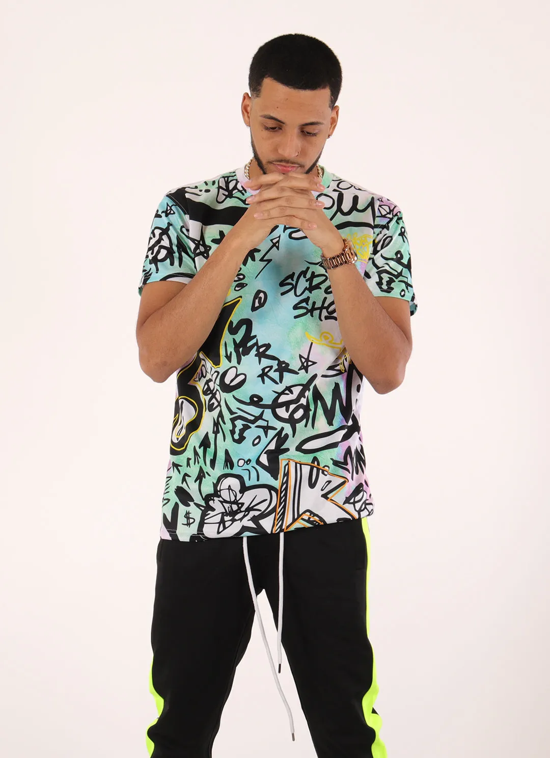 TIE DYE T-SHIRTS-S11089 (BLACK)