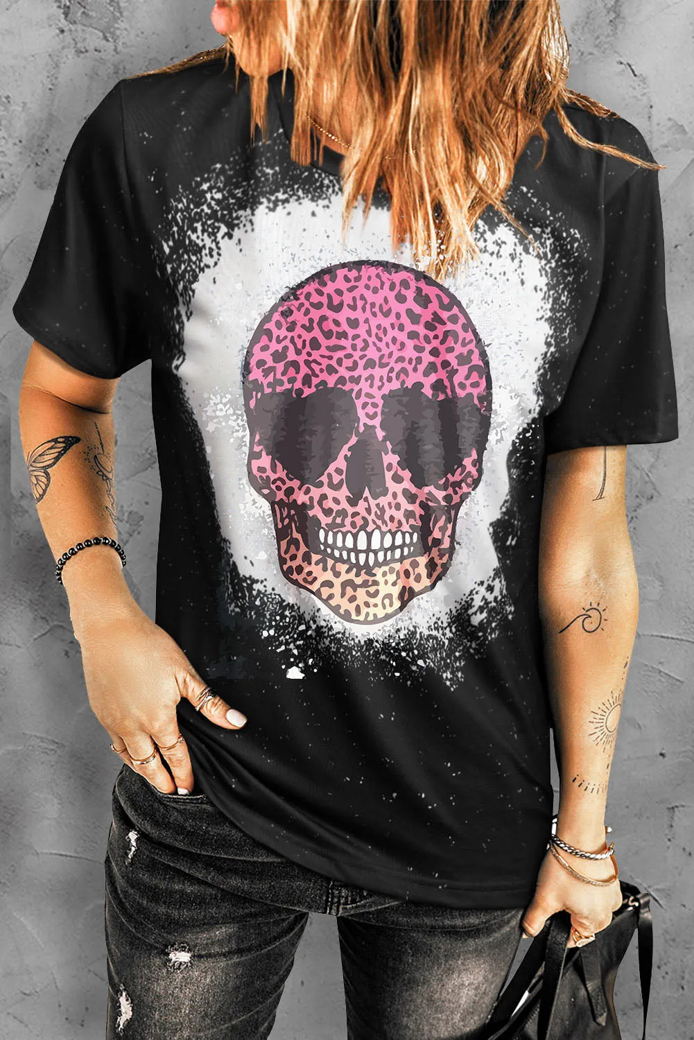 Tie-dyed Round Neck Short Sleeve T-shirt