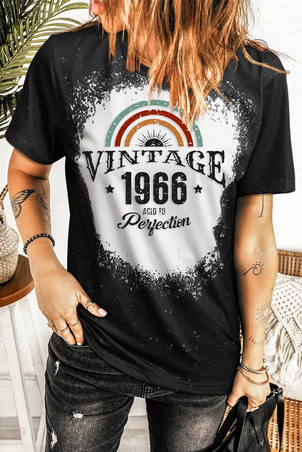 Tie-dyed Round Neck Short Sleeve T-shirt