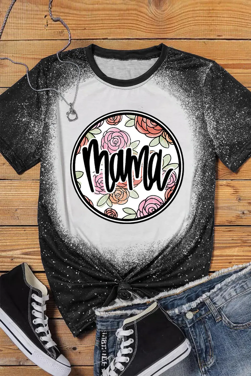 Tie-dyed Round Neck Short Sleeve T-shirt