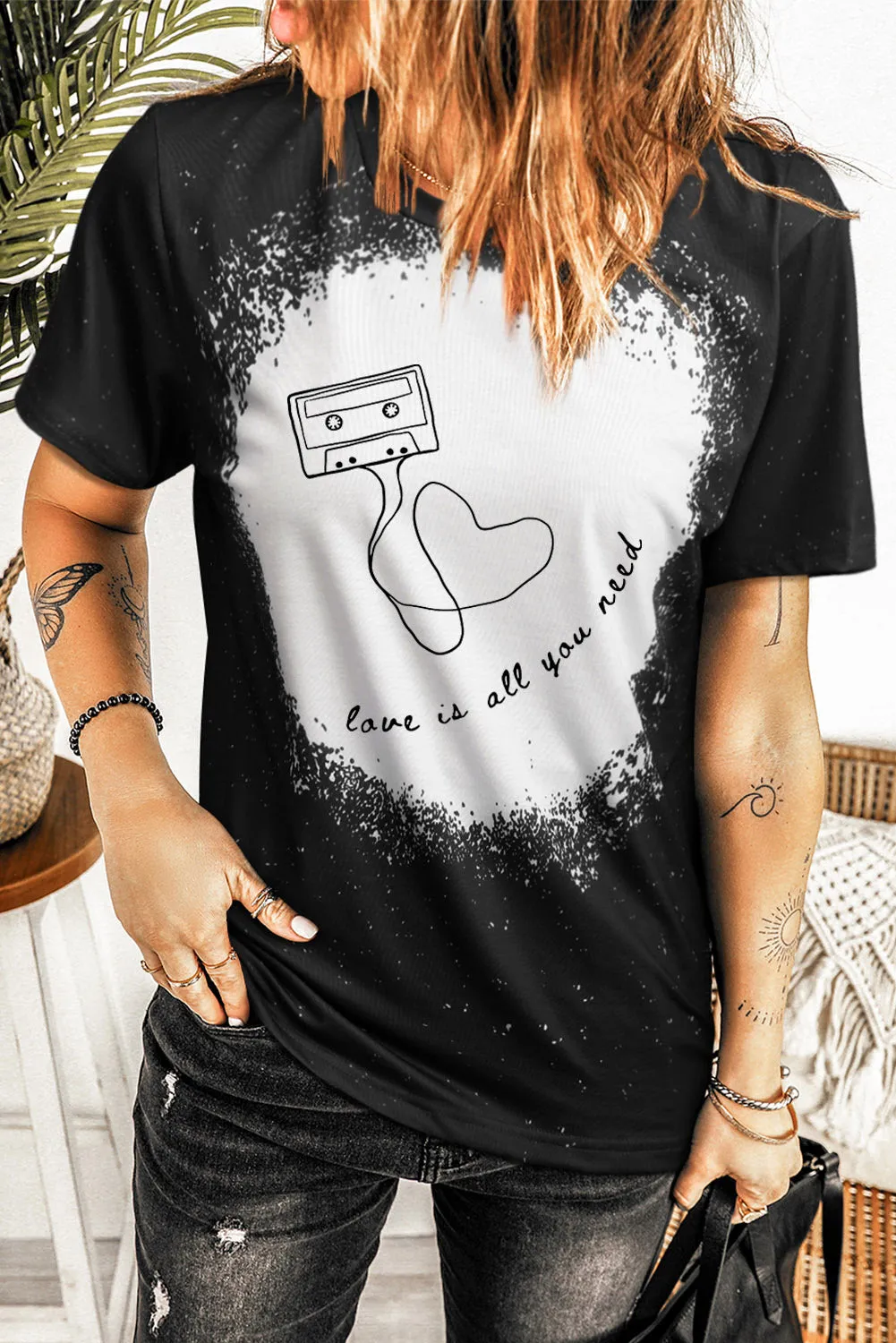 Tie-dyed Round Neck Short Sleeve T-shirt