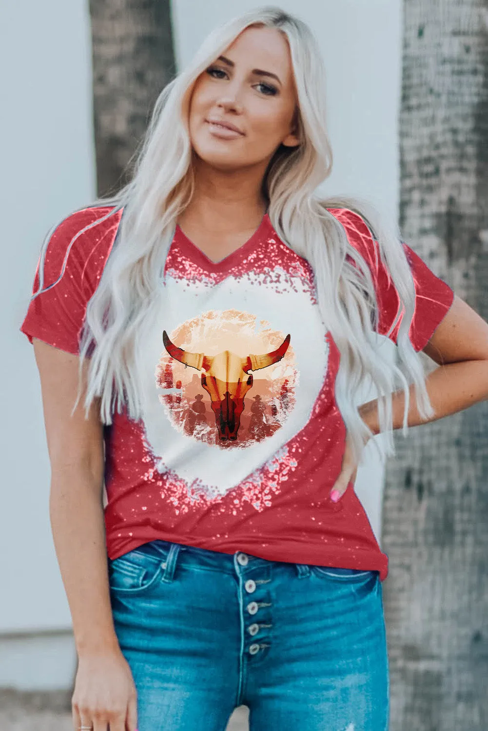Tie-dyed Round Neck Short Sleeve T-shirt