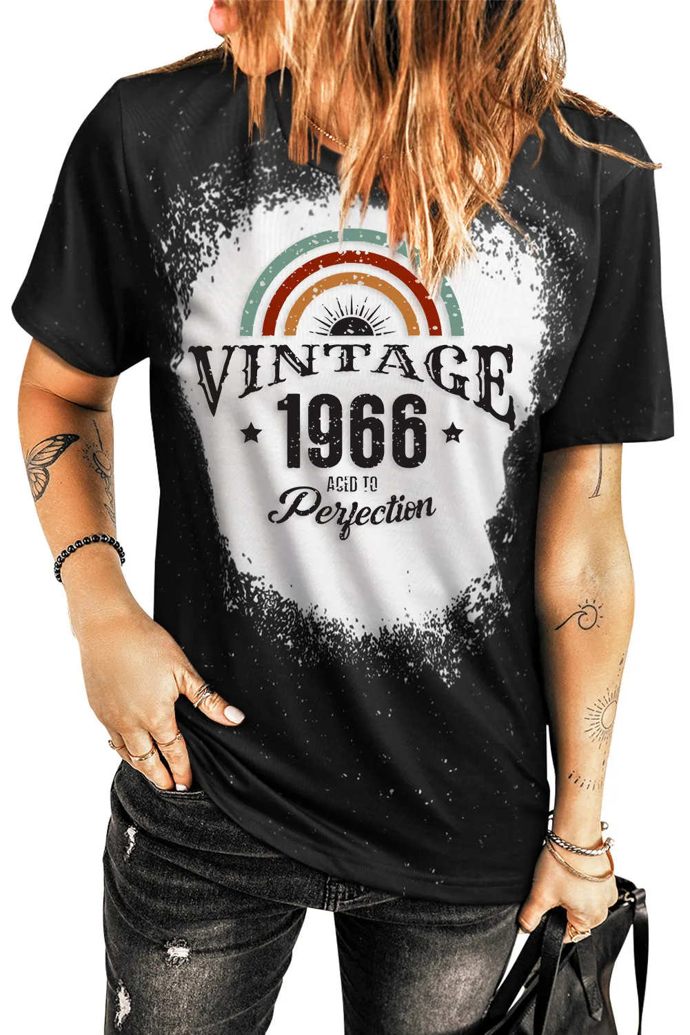 Tie-dyed Round Neck Short Sleeve T-shirt