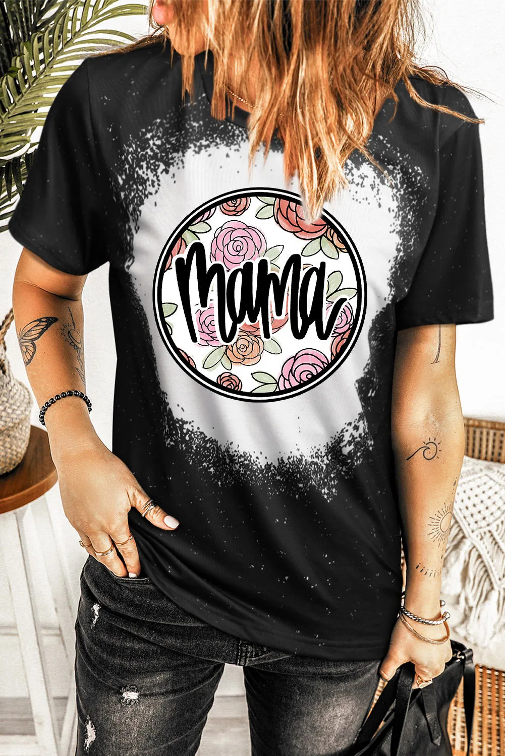 Tie-dyed Round Neck Short Sleeve T-shirt