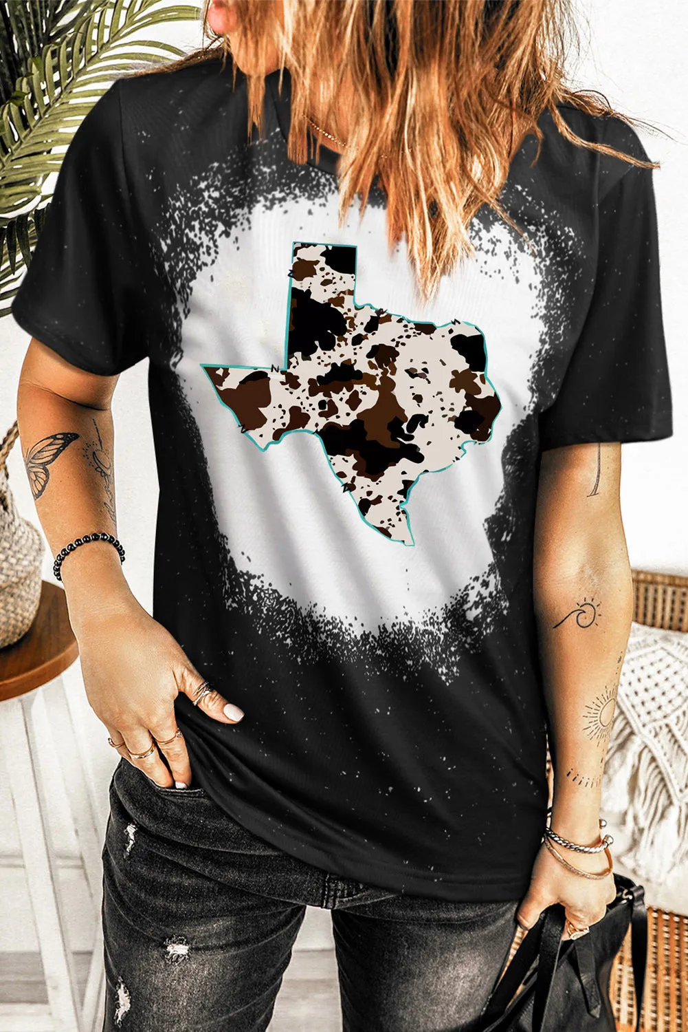Tie-dyed Round Neck Short Sleeve T-shirt