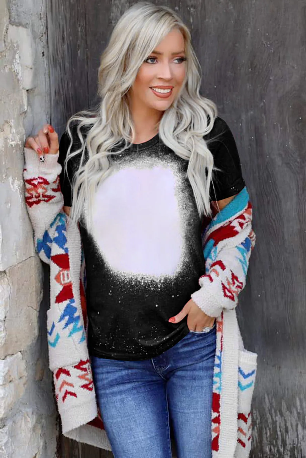 Tie-dyed Round Neck Short Sleeve T-shirt