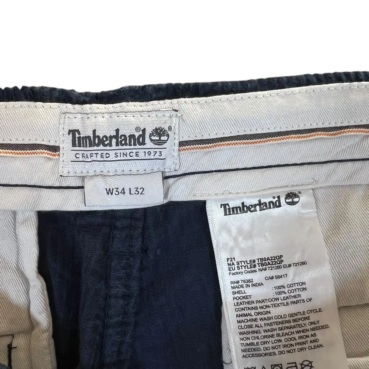 TIMBERLAND "Relaxed Tapered" Navy Blue Corduroy Cord Cargo Trousers