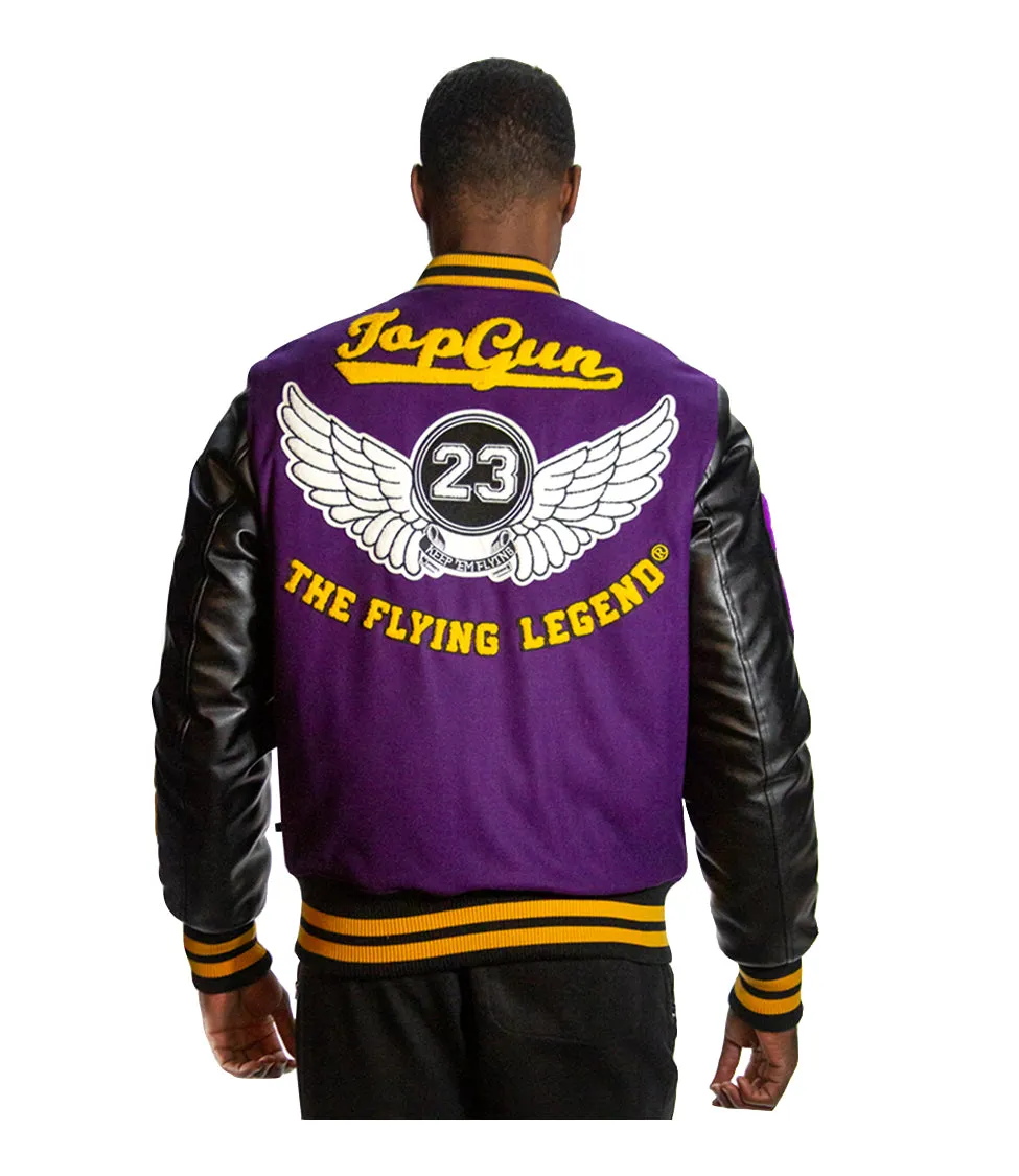 Top Gun Mens The Flying Legend Varsity Jacket Purple