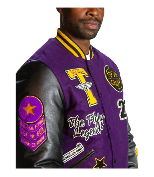 Top Gun Mens The Flying Legend Varsity Jacket Purple