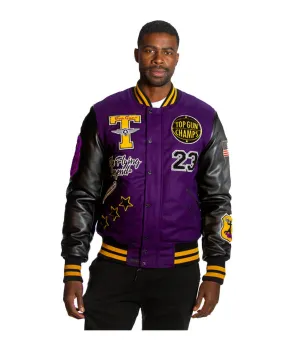 Top Gun Mens The Flying Legend Varsity Jacket Purple