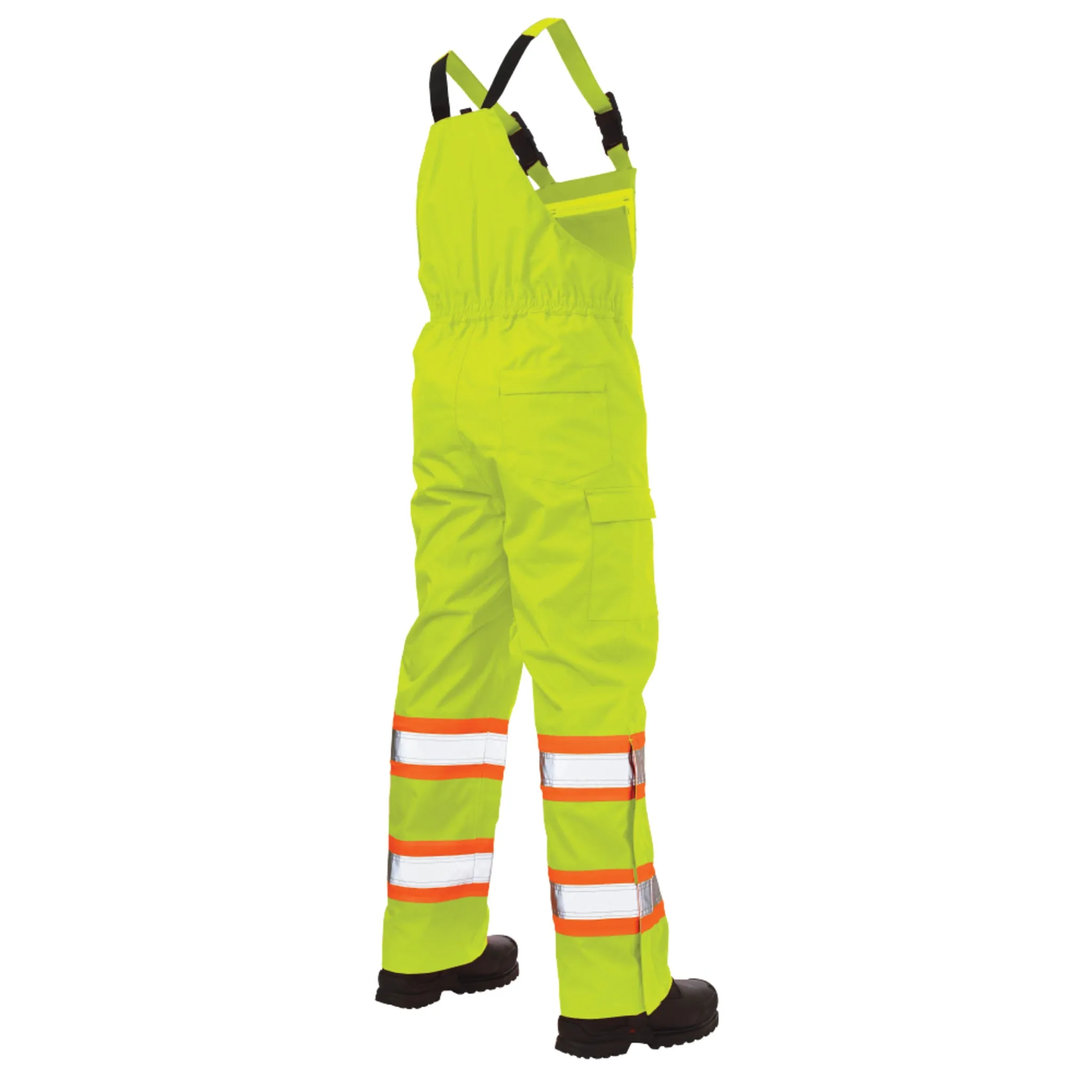 Tough Duck Men's Hi Vis Rain Bib Overalls SB04 - 300D Ripstop, Waterproof, Breathable, Reflective, CSA Compliant, Adjustable, Durable, Multi-Pocket Workwear | Sizes XS-5XL