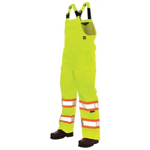 Tough Duck Men's Hi Vis Rain Bib Overalls SB04 - 300D Ripstop, Waterproof, Breathable, Reflective, CSA Compliant, Adjustable, Durable, Multi-Pocket Workwear | Sizes XS-5XL