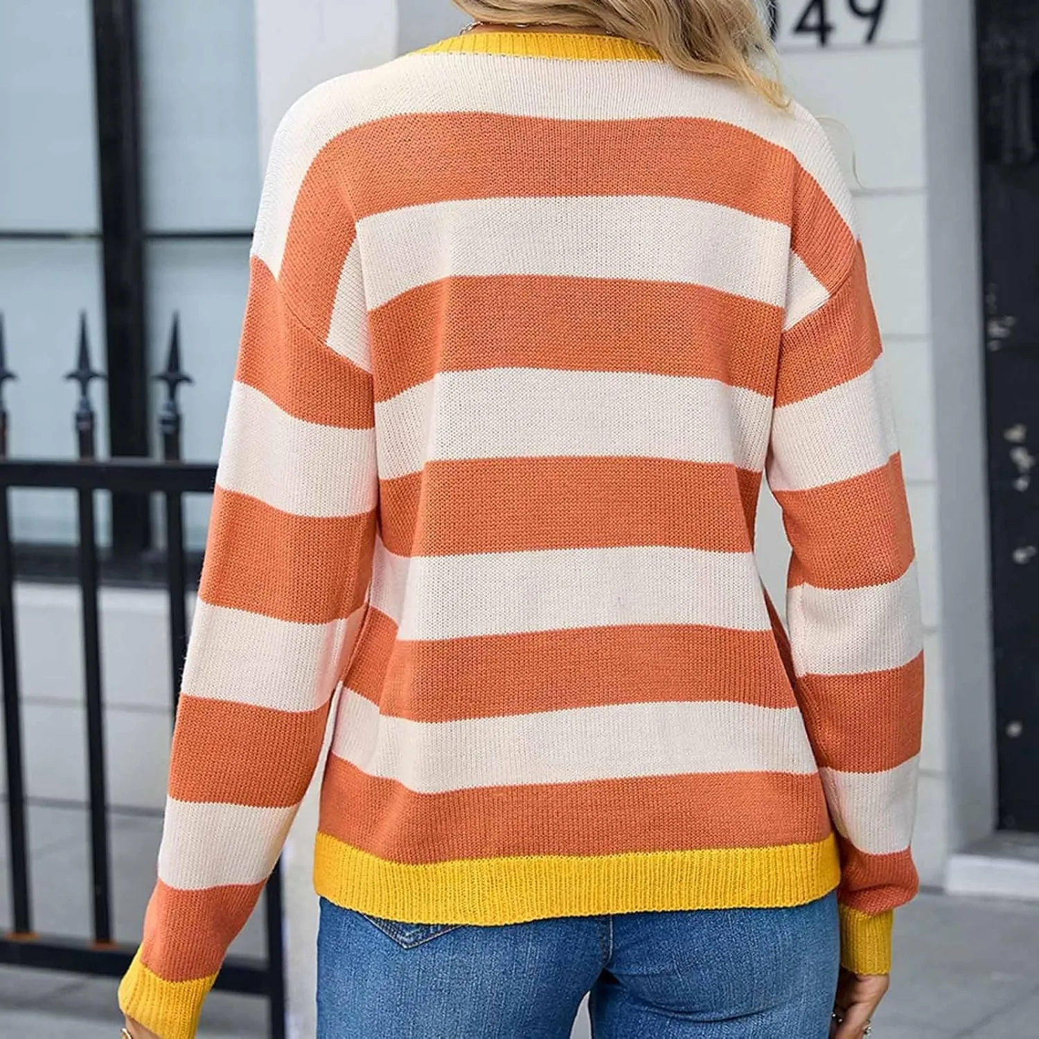 Trendy Sweatshirts Oversized for Women Hoodies Orange and White Long Sleeve Cropped Pullover Funny Loose Fit Outfit