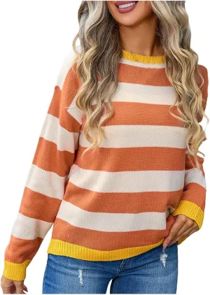 Trendy Sweatshirts Oversized for Women Hoodies Orange and White Long Sleeve Cropped Pullover Funny Loose Fit Outfit