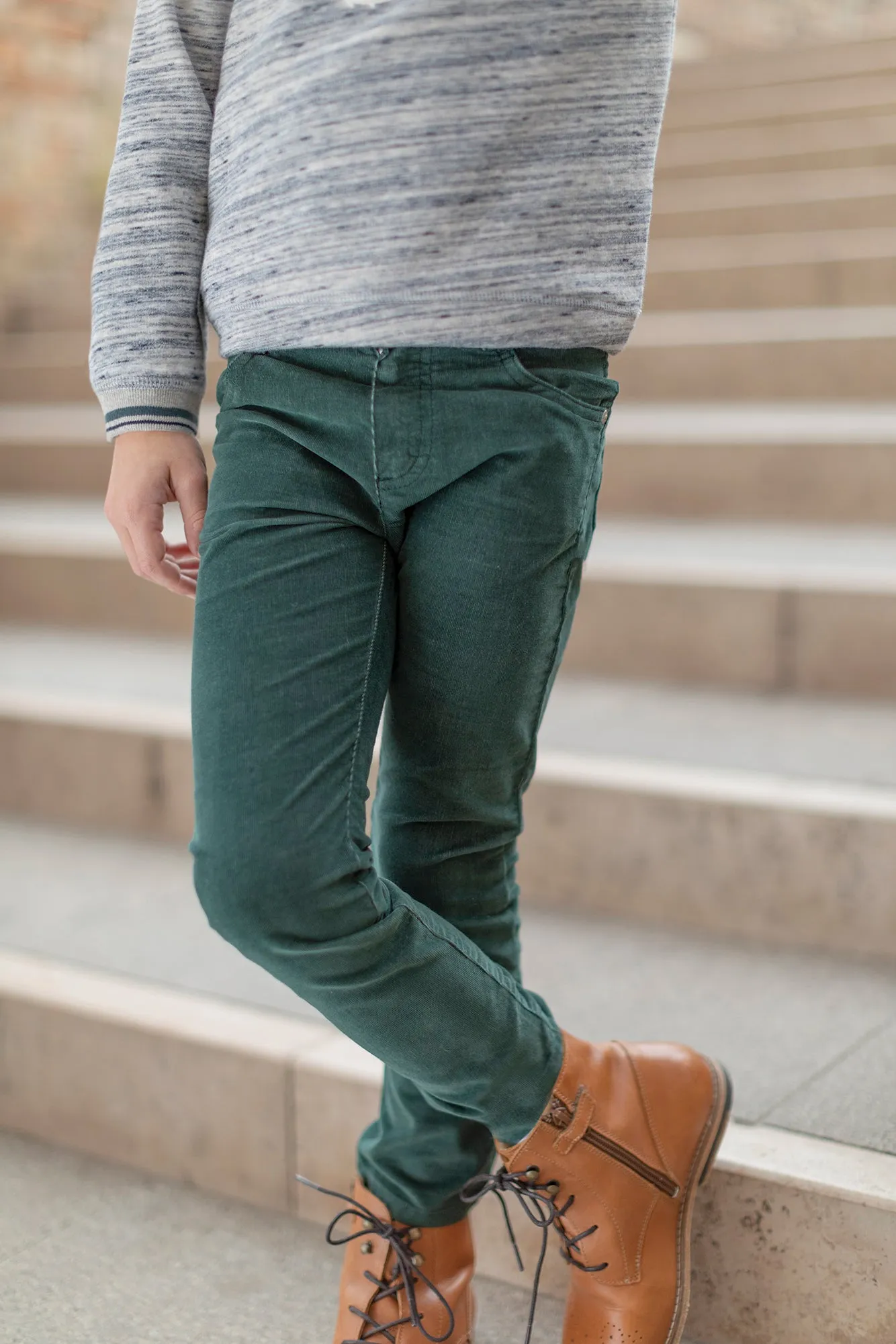 Trousers - Green Fine Ribbed Corduroy