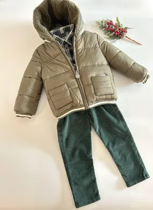 Trousers - Green Fine Ribbed Corduroy