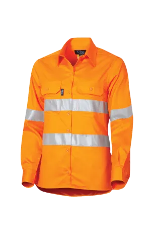Tru Workwear Ladies Lightweight Hi Vis Taped Orange Shirt DSW1166T1